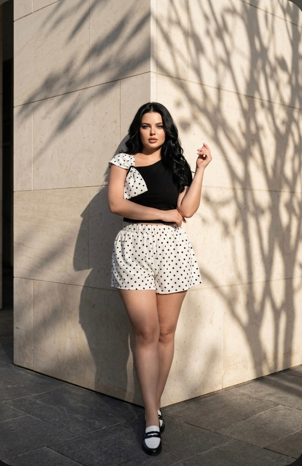 Ensemble Glamour été - Noir & Blanc à Pois ✨